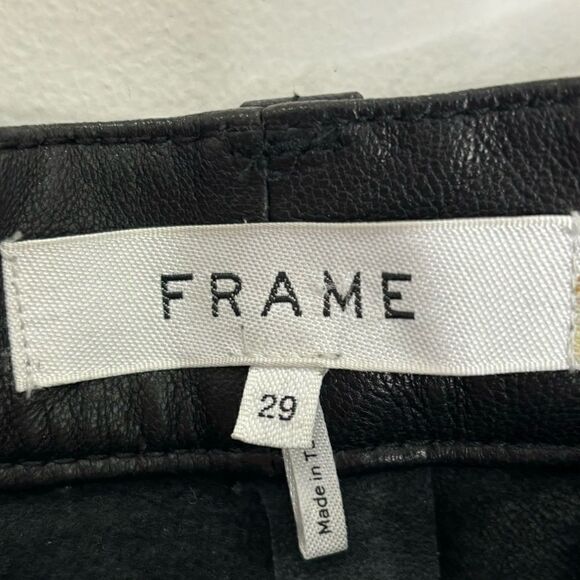 FRAME $598 High-rise Lamb Leather Shorts - Picture 10 of 11